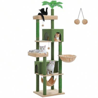 PAWZ Road [75 Inch Tall Large Cat Tree] Multi-Level Cat Tree | Cat Tower With Hammock, Top Perch, Cat Condos, Scratching Posts For Large Cats & Kittens