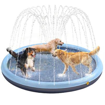 Dog Splash Pad - Non-Slip Thickened Sprinkler Pool For Backyard, Outdoor Pet Cooling Mat With Fountain & Wading Modes, Easy Setup Summer Splash Pad For Dogs/Cats