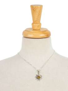 1pc Elegant Minimalist Faux Gemstone Sun & Moon Pendant Necklace, Suitable For Men And Women, Lovely Festival Gift