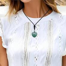Handcarved Crystal Stone Heart Pendant Necklace For Women Love Healing Quartz Pendant With Adjustable Cord2025 - 綠色 - 查看 9