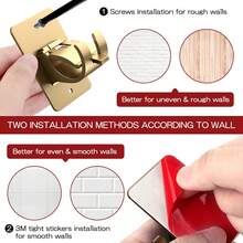 4PCS No Drill Curtain Rod Brackets, Gold Plastic, Self-Adhesive & Screw Mount, Holds Up To 20 Pounds, Suitable For Rods Up To 1.57 Inch Diameter - Gold - View 5