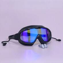 Adult Large Frame Waterproof Anti-Fog Swimming Goggles With Built-In Earplug, Nose Clip, Clear Vision Swimming Eyewear Accessories, Beach Essentials, Beach Accessories, Pool Float