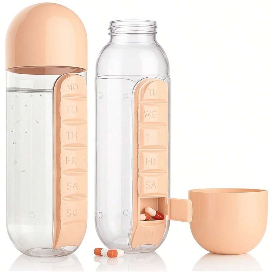 Portable Water Bottle With Integrated Pill Holder