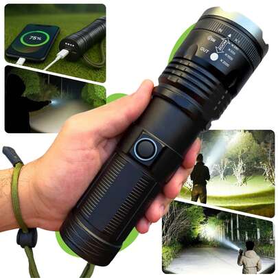 Lanterna Tática Militar 2km Mais Forte Do Mundo Led Potente Recarregável Sabre De Luz Com Powerbank