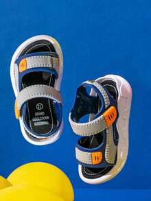 1 đôi dép xăng đan thể thao mùa hè cho bé trai, thoải mái, thời trang, tối giản, chống trơn trượt, khử mùi, nhẹ và thoáng khí với thiết kế khóa dán. - Màu xanh lam - Xem 3