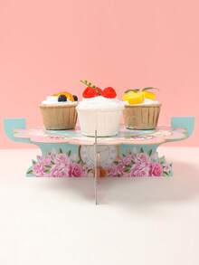 Single-Tier Tea Party Cupcake Stand, Teapot Floral Cupcake Holder, Vintage Paper Cupcake Stand, Western Theme Cupcake Stand, Rustic Camping Party Cupcake Stand, Teapot Party Decor, Birthday Wedding Party Supplies, Birthday Decor, Dessert Table Display, Wedding Accessories, Bridal Shower Decor, Tabletop Decoration - Tea Party - View 11