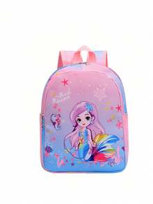 Customized Backpack With Personal Name Print, Multi-Pocket Design, Mermaid And Unicorn Prints, Back To School - Text 2 Stroke - View 15