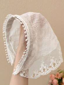 1pc Summer Floral Headband/Headscarf, Lightweight, Vintage, Lace Triangle Scarf For Women, French Style Bandanas Head Bandana Hair Scarf