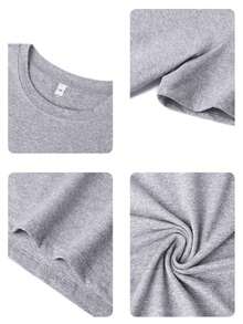 Camiseta Casual Holgada con Estampado de Letras para Mujer, Moda Casual Diaria Versátil.Camiseta con estampado, Vacaciones - Gris - Ver 2