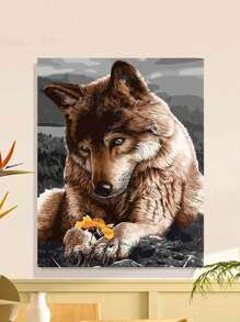 1 Set Kit de Pintura Digital al Óleo de Estilo Lobo, Obra de Arte sin Marco para Adultos, Decoración de Pared de Dormitorio y Arte, Proceso de Pintura Simple e Interesante, Sin Habilidades de Dibujo Requeridas, Cumple Tu Sueño de Ser Pintor, Sumérgete en el Mundo Colorido, Cada Pincelada es Autoexpresión, Regalo Romántico para Familiares y Amigos, Regalo de Vacaciones, 40*50CM