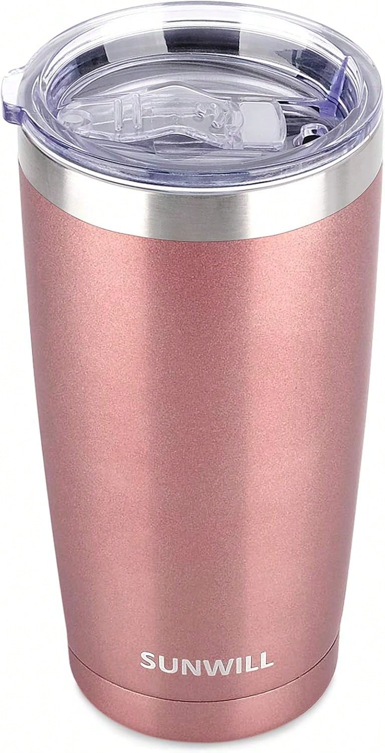 Travel Coffee Tumbler 20 Oz, Insulated Mug With Lid, Stainless Steel Cup For Hot And Cold Drinks, Rose Gold - 金色 - 查看 1