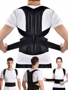 ComfortFit Unisex Posture Corrector - Adjustable, Breathable Orthopedic Brace - Seamless Design, Supports Upper Back, Spine, Neck And Shoulders - Suitable For Daily Wear, Stabilizes Collarbone - Promotes Healthy Posture, Prevents Hunchback - Plus Size - Black - View 2