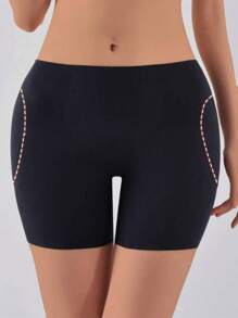 女士高腰塑身衣，82% 尼龙，18% 氨纶，纯色，中等支撑，针织面料，150克/平方米，塑身衣，内衣，无衬垫，防摩擦 - 黑色 - 查看 3