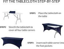 6 Pack Spandex Table Cover For 6FT Table Universal Fitted Stretch Tablecloth For Party, Banquet, Wedding And Events-Navy - Navy Blue - View 8