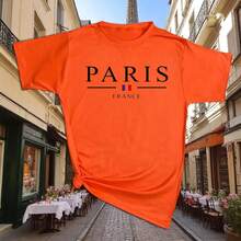 Playera para Mujer con Estampado Paris Francia  Estilo Casual y Moderno - Naranja - Ver 3