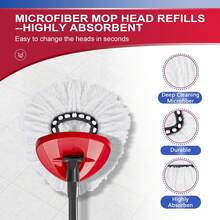 3 Mop Replace Head And 2 Scrub Brush Head, Mop Replacement Head For O Cedar Spin Mop 1 Tank System, Microfiber Spin Mop Refills And Floor Scrubber Mop Replace - 白色 - 查看 4