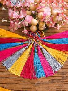 20 件手工制作的柔软花卉书签流苏带绳环，用于钥匙扣、耳环、珠宝制作、纪念品、毕业典礼、服装缝纫、礼品标签 DIY 工艺项目小流苏垂直小流苏古风挂饰书签发饰民族风流苏流苏扇形吊坠 - 彩色 - 查看 5