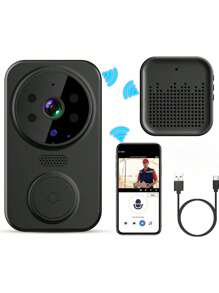 Doorbell Camera Wireless, 1080P Smart Wireless Video Doorbell Camera With Chime, 2.4GWiFi, 2-Way Audio, Night Vision, Free Cloud Storage Security Doorbell For Home Office,