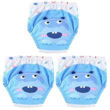 4 Stück dünne positionierte Tierdruck Baby Jungen/Mädchen Trainingshosen, weich & bequeme wiederverwendbare Stoffwindeln, unverzichtbares Geschenk für Babys