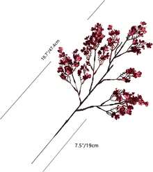 6pcs Burgundy Silk Babys Breath Gypsophila Artificial Fall Flowers 18.7" For Home Kitchen Decor Indoor Outdoor Decorations New Year Spring Mother's Day - 酒紅色 - 查看 2