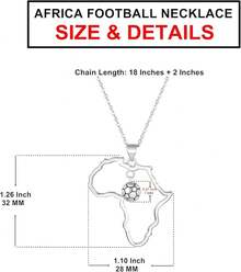 Women's Minimalist Africa Map Pendant Necklace,  Personalized Africa Motherland Continent Outline Necklaces Chain Length 18" Extension Chain 2" ( 18K Gold And Silver Plated Both Choice, Jewelry With Gifts Box)2025 - 銀非洲足球 - 查看 9