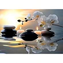 New 5D Diamond Painting DIY Kit - Candlelight Flower Theme, Frameless Canvas Diamond Art, Multi-Size, Colorful Mosaic Wall Decor Suitable For Living Room, Bedroom, Study And Other Occasions, Holiday Parties And Home Decor & Gifts.