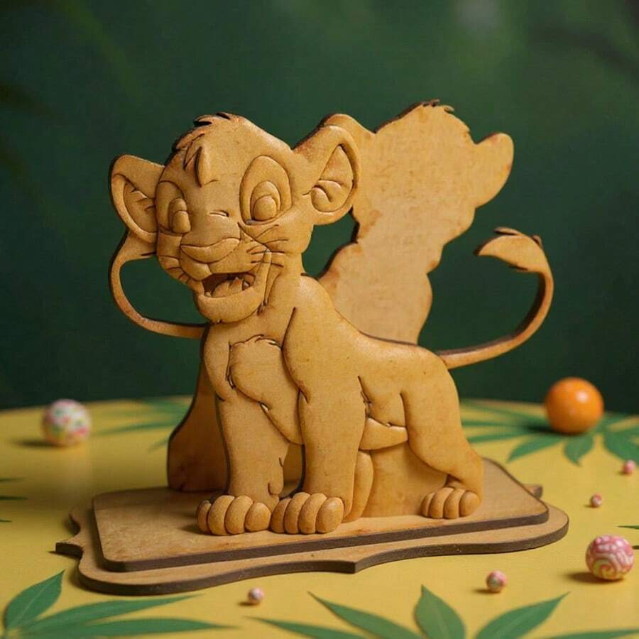 Set Of 12 Themed NAPKIN RINGS – Lion King Inspired Design, Laser MDF - Coffee Brown - View 1