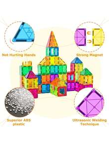 磁性积木套装,适合女孩男孩幼儿玩具,适合 3-4 岁幼儿的感官玩具,适合 3-8 岁儿童的磁性积木,鼓励孩子创造力,磁性积木,儿童玩具,玩具,磁性积木,男孩玩具,女孩玩具,儿童玩具,男孩玩具,磁性积木 - 彩色 - 查看 5
