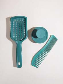 3件套绿色护发梳套装 - 包括双面宽齿梳、防静电桨梳和柔软硅胶头皮按摩洗发梳。多功能美发造型工具套装，可抚平毛躁、轻松梳理并按摩头皮。适用于卷发、毛躁发、浓密发、细软发或湿发。非常适合日常居家或沙龙护发。返校季、女士、梳子、解结梳、球形梳、迷你梳子套装、木梳、发梳、梳子套装、梳子、卷发梳、解结梳、女士发梳、理发店、美发用品 - 綠色 - 查看 4