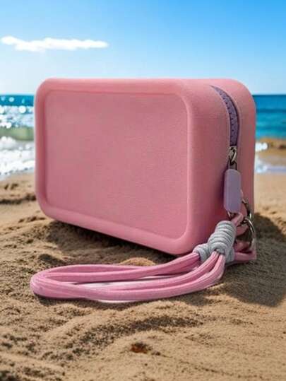 1pc Large Capacity Waterproof Silicone Cosmetic Bag With Carrying Handle, Women Beach Tote, Versatile Travel Organizer Pouch For Makeup, Jewelry, Accessories Bag, Room Decor, Bags, Makeup Bag, Vanity, Make Up Bag, Organizer, Storage, Makeup Bags, Toiletry Bag, Desk Organiser, Cosmetic Bag, Makeup Pouch, Make Up Organizer, Makeup Pouch, Vanity, Makeup Bags, Small Makeup Bag, Cosmetic Bag, Christmas Gifts, Pouch, Clutch / Small Handbag, Makeup Organizer, Pouch, Brush Holder, Mini Pouch, Large Capacity Pouch