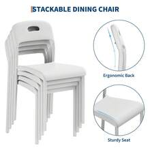 LIZHOUMIL Dining Chairs Set Of 4/2/1, Stackable Modern Kitchen Chairs, Plastic Dining Room Chair With Metal Legs, Easy Assembly, Waterproof & Stain-Resistant, Suitable For Indoor And Outdoor - trắng - Xem 6