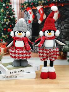 1 pieza Adorno de Pingüino para Regalo de Navidad, con patas retráctiles, lindos Decoraciones Navideñas, Decoraciones para Fiesta de Año Nuevo 2025, Decoraciones de Mesa Navideñas, Decoraciones de Árbol de Navidad, Regalos de Navidad para Parejas, Navidad