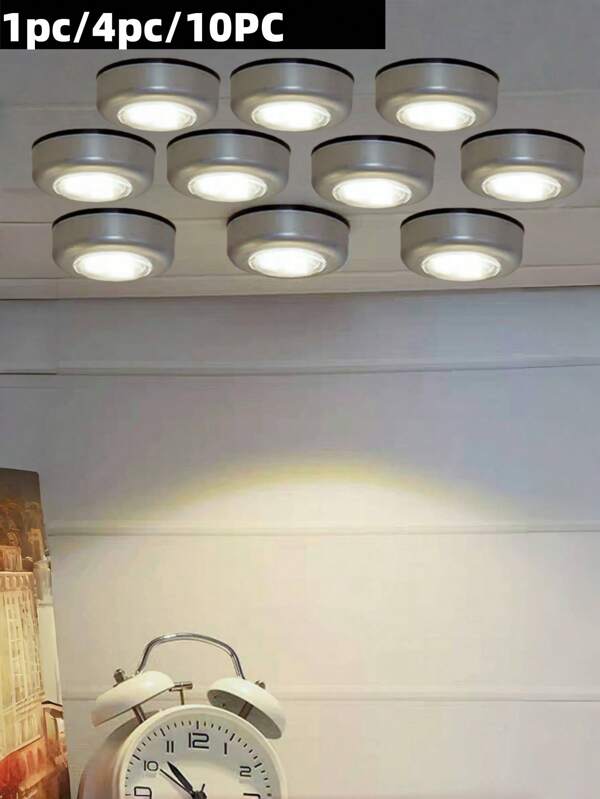 1pc/4pcs/10pcs Battery Powered Stick On Lights, Push/Pull Lights, Wall Sconce Lights, Spotlights, Suitable For Cabinet, Closet, Hallway, Kitchen, Bathroom, Utility Room, Wireless Touch Control