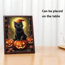 (帆布海报可选框架) 1 件哥特式魔法黑猫海报万圣节墙艺术帆布装饰海报家居房间，适用于家居装饰墙面装饰