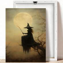 1 件复古万圣节女巫艺术海报，黑暗学院恐怖女巫帆布画，防水帆布墙艺术，艺术墙画，可作为礼物，可作为客厅、卧室、浴室、办公室、走廊、厨房装饰、房间装饰、家居装饰的装饰品（可选框架） - 彩色 - 查看 13