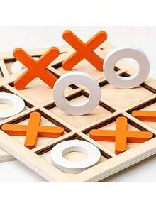 1pc High Quality Wooden 9-Grid XO Tic Tac Toe Board Game, Trains Logic Thinking, Birthday/Christmas/Halloween Gift, Perfect Present