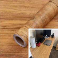1 Roll Of Retro Yellow Wood Grain Self-Adhesive Wallpaper 17.1inX39.3/118.1/196.8in Imitation Wood Grain Self-Adhesive Paper Vinyl Detachable Wall Sticker Easy To Clean Installation - Living Room Kitchen Bedroom Wall Sticker Furniture And Wall Renovation Decoration