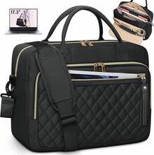 Bolsa para Laptop Mujer 17.3 Pulgadas Maletin para Laptop Impermeable Portafolios para Laptop bolsa para computadora, para Oficina, Negocios, Viajes, Universidad, Negro - Negro - Ver 1