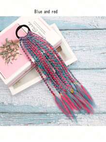 1pc Colorful Braided Ponytail Hair Scrunchie, 3-Strand Braid Ombre Gradient Short Synthetic Hair Scrunchie, Rainbow Stripe Polyester Fiber Hair Accessories, Suitable For All Seasons, Hair Styling Kit, Hair Tool Kit, Hairstyling Set