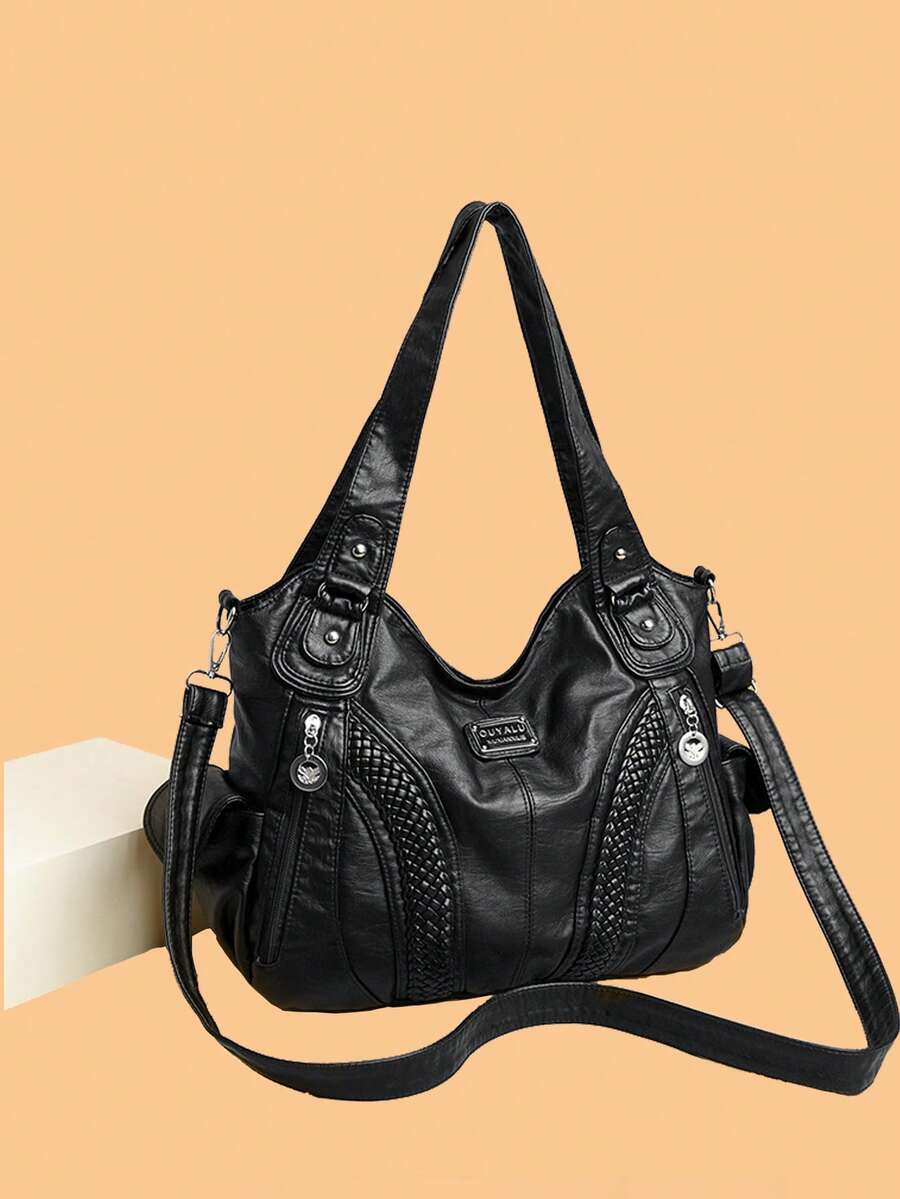 奢华高品质软皮手提包设计师复古斜挎包女士大容量单肩邮差包