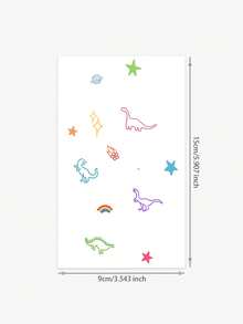 1 pieza Tatuaje temporal impermeable, PVC, con diseños simples de expresiones, estrellas, dinosaurios, luna, adecuado para el estilo dulce de chica escolar y uso diario - Multicolor - Ver 5