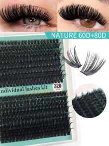 320Pcs D-Curl Eyelash Set Eyelash Extension, Eyelash Set DIY Eyelash Extension Kit, D-60D 80D100D Black Super Thick Eyelash Extension Kit, Daily Makeup Black Eyelash Set Personal Eyelash Extension, D Curl Eyelash Eyelash Extension Kit, Black Personal Eyelash Set Curling 320PCS, The 9-16mm Blended Personal Eyelash Set DIY At Home, Rizos Curly Eyelash D Curl, For Mini Travel Supplies And Self Applications