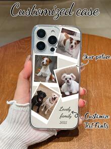 1 pieza Funda de teléfono personalizable con foto de mascota impresa, cubierta completa de TPU resistente a golpes, compatible con Samsung A05/A04/A11/A24/A25/A26/A33/A12/A13/A14/A15/A52/A54/A55/S23Ultra/S24Ultra/A52S, compatible con iPhone 16 ProMax/16 Pro/15 ProMax/14 ProMax/13 ProMax/13 Pro/15 Pro, patrón de animal de dibujos animados, de moda, lindo, sencillo, regalo único para amigos y para conmemorar a las mascotas queridas - transparente - Ver 1