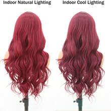 200 Density Reddish Lace Front Wigs Pre Plucked 13x4 Burgundy Colored Lace Front Wigs Body Wave Red Frontal Wig Synthetic Heat Resistant Fiber Hair Wig 13*4 Premium Lace Front Wigs Glueless Frontal Wigs HD Lace 26 Inch - Màu Đỏ Sâu - Xem 8