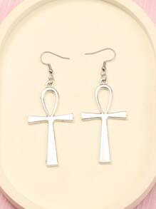 1 对 Ankh 十字架吊坠耳环 女士复古珠宝 长款大号配饰 节日礼物