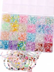 12/24-Fach buntes, halbtransparentes Glasperlen-Mix-Set für DIY handgemachte Armbänder, Halsketten und Schmuckherstellung, geeignet für Freundschaftsarmbänder, Halsketten, Schlüsselanhänger-Charms und mehr, Bastel-Accessoires als modisches Geschenk
