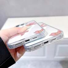Funda para teléfono con estampado de lirios rosas (1 unidad). Funda magnética premium compatible con phone 6e/16/15/14/13/12/11/Promax/Pro/Plus/Xsmax/Xs/X y Galaxy S22/S23/S24/Plus/FE/Ultra. Diseño moderno y veraniego para mujer. - transparente - Ver 7