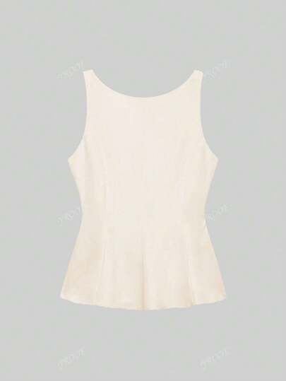 Women's Casual & Versatile Romantic/Resort Style Sleeveless Crop Top With Bow Back Detail, Spring/Autumn
