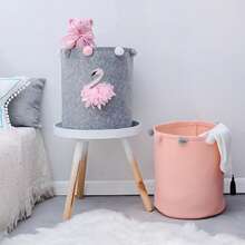 OYHOMO Gray Swan Storage Basket Felt Laundry Hamper Collapsible Storage Bin Organizer For Toys, Clothes, Bedroom, Bathroom, Home Decor - Grey - View 2