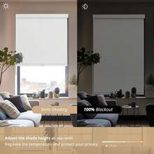 Local Delivery - Linen Roller Blinds Shades For Indoor Windows Pull Down Cordless Blackout Black Out Window Shade 20 Inch Blinds For Home Beige - White - View 5